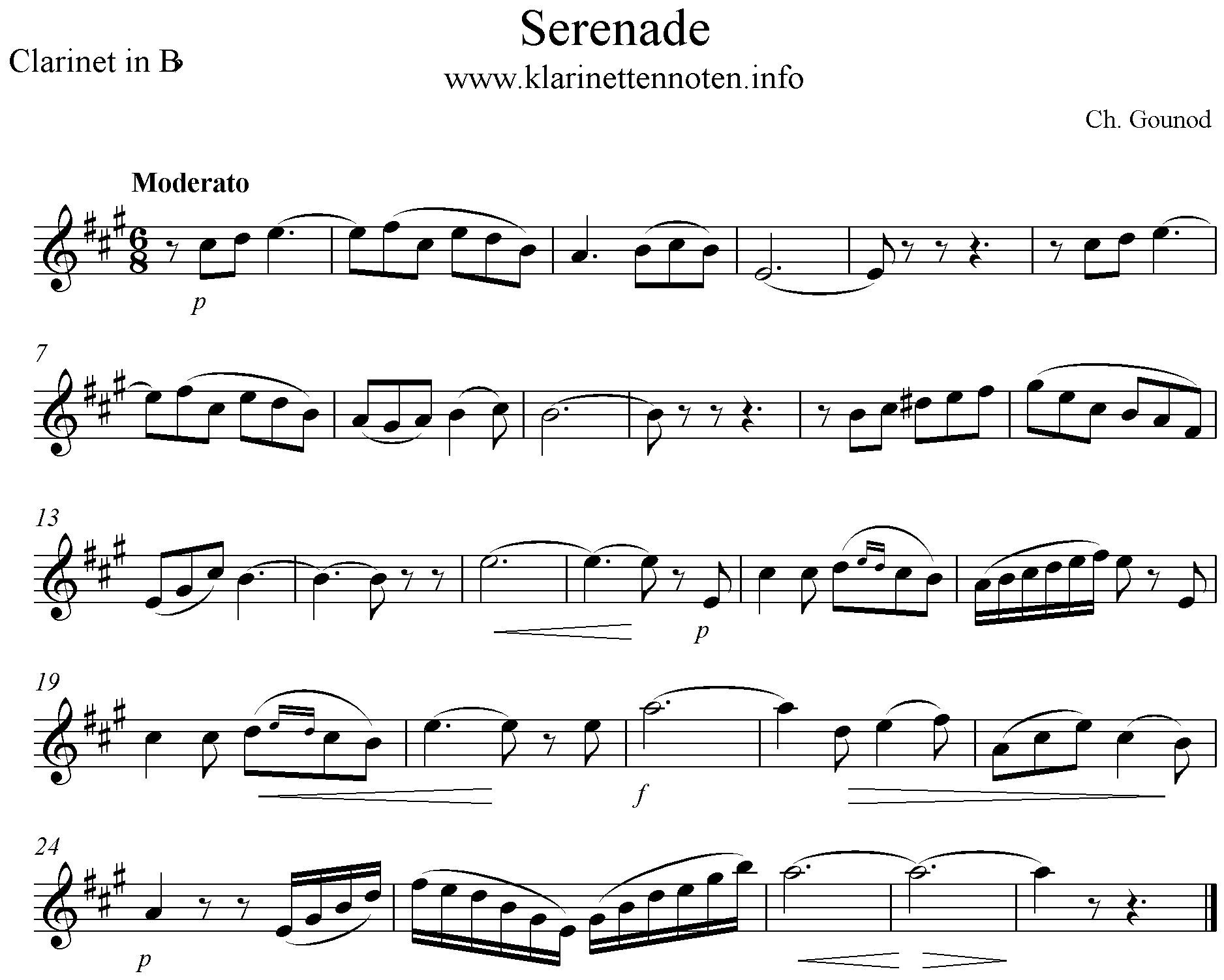 Serenade Ch. Gounod, Clarinet, Klarinette